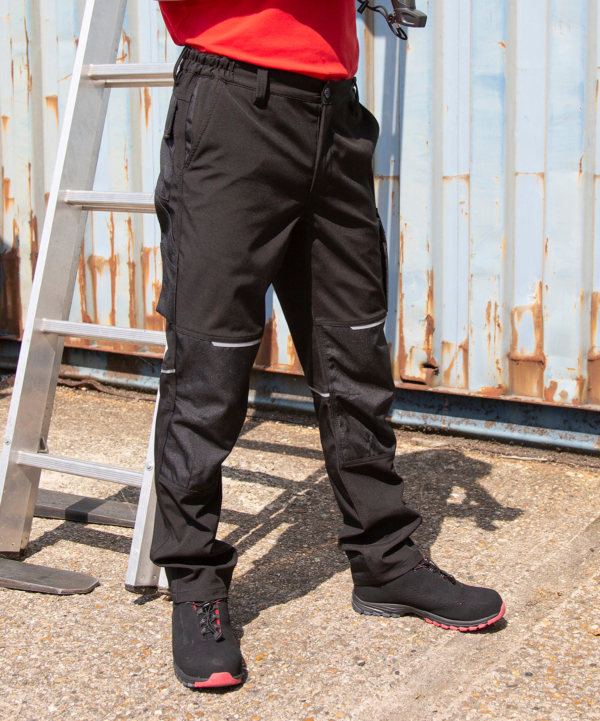 Result Workguard Slim softshell work trouser in Black, lifestyle photo