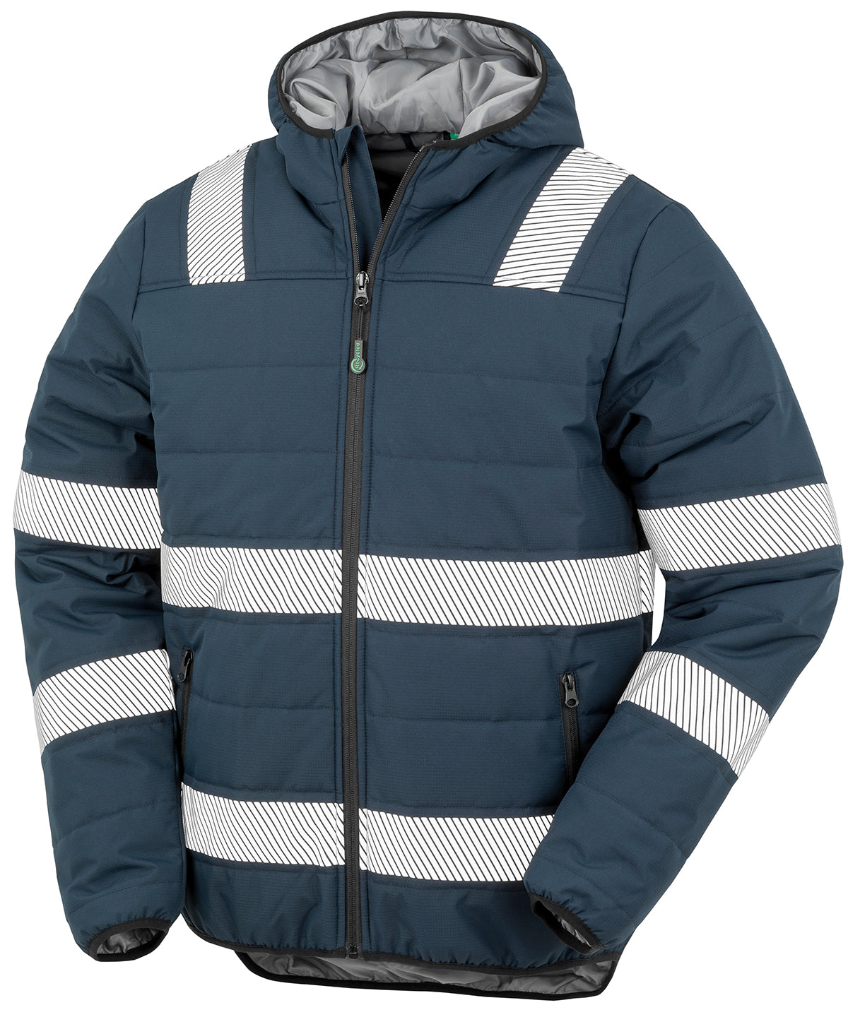 Result Recycled Ripstop padded safety jacket in Navy, front view