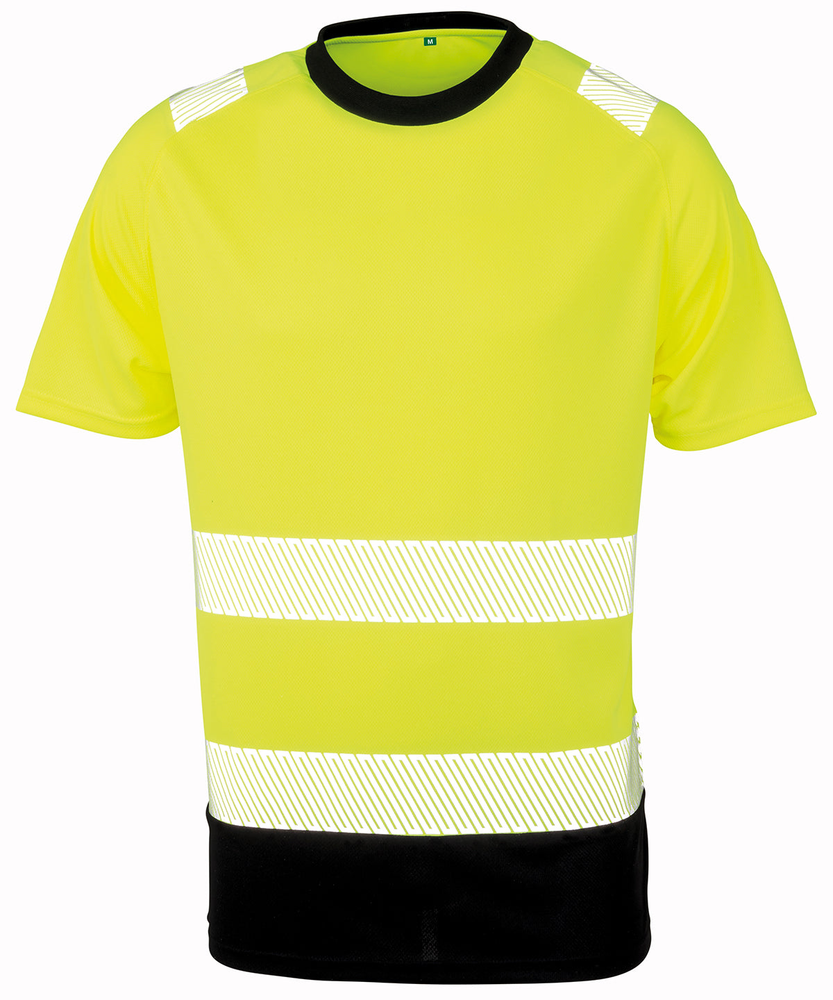 Result Recycled Safety t-shirt in Fluorescent Yellow/Black, front view