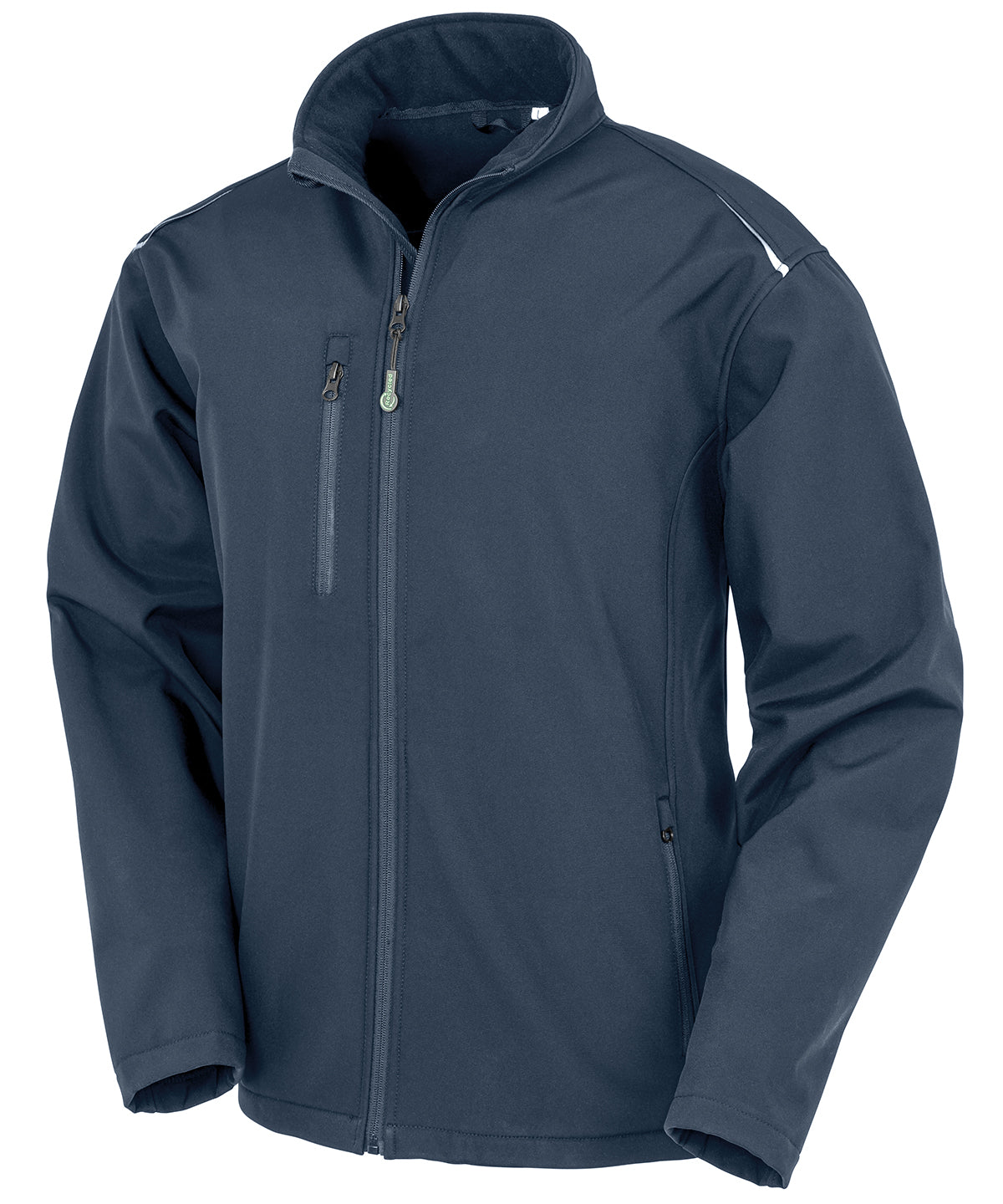 Result Recycled 3-layer printable softshell jacket in Navy, front view