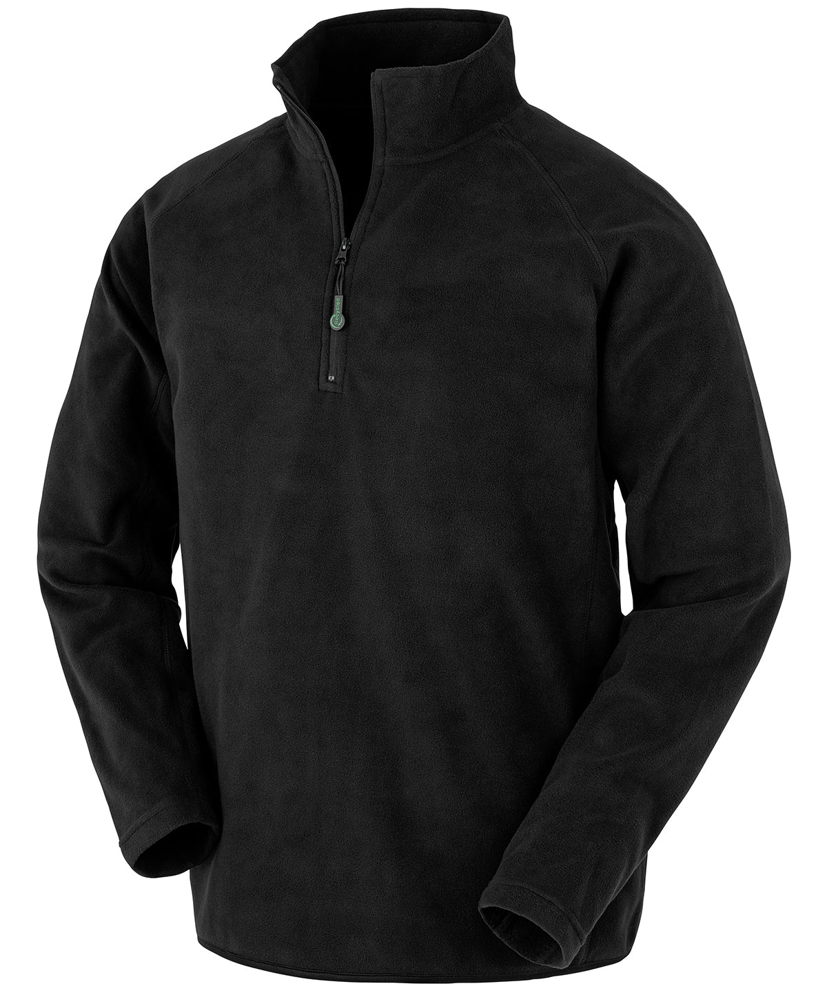 Result Recycled Microfleece top in Black, front view