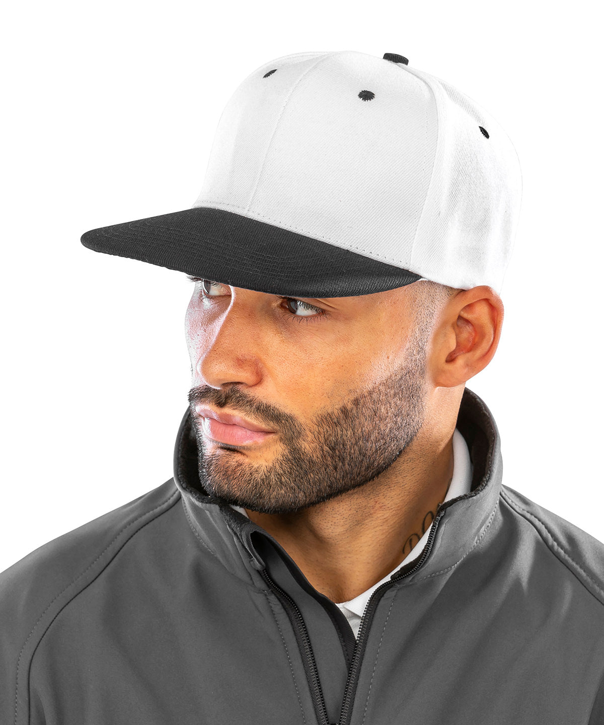 Result Headwear Bronx original flat peak snapback dual colour cap, lifestyle photo