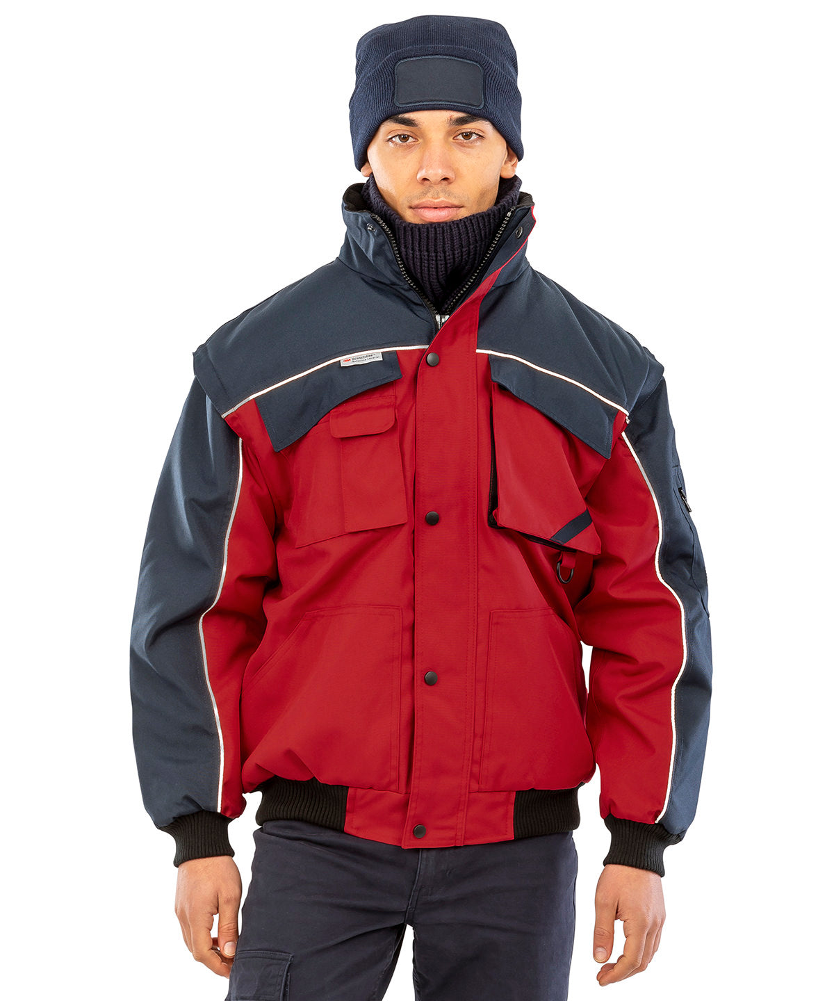 Result Workguard Work-Guard zip sleeve heavy-duty pilot jacket, lifestyle photo
