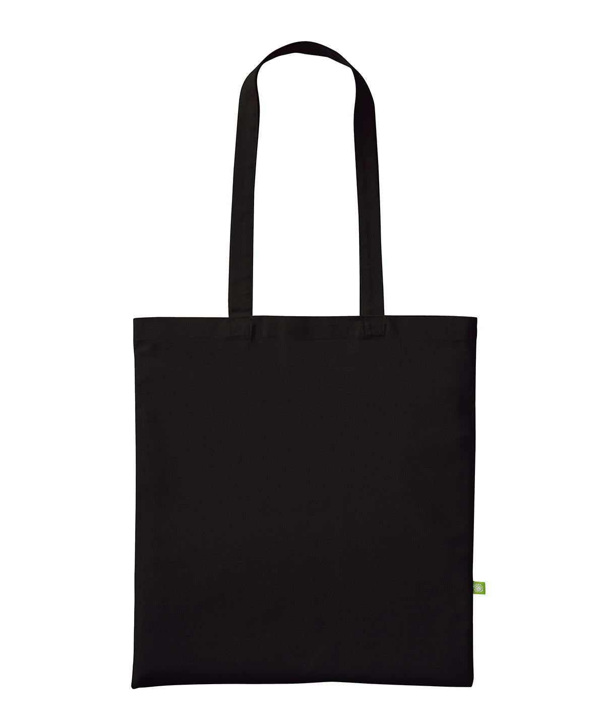 Nutshell Organic cotton shopper long handle in Black, front view