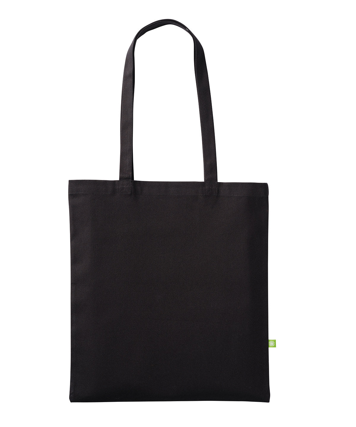 Nutshell Premium organic canvas shopper long handle in Black, front view