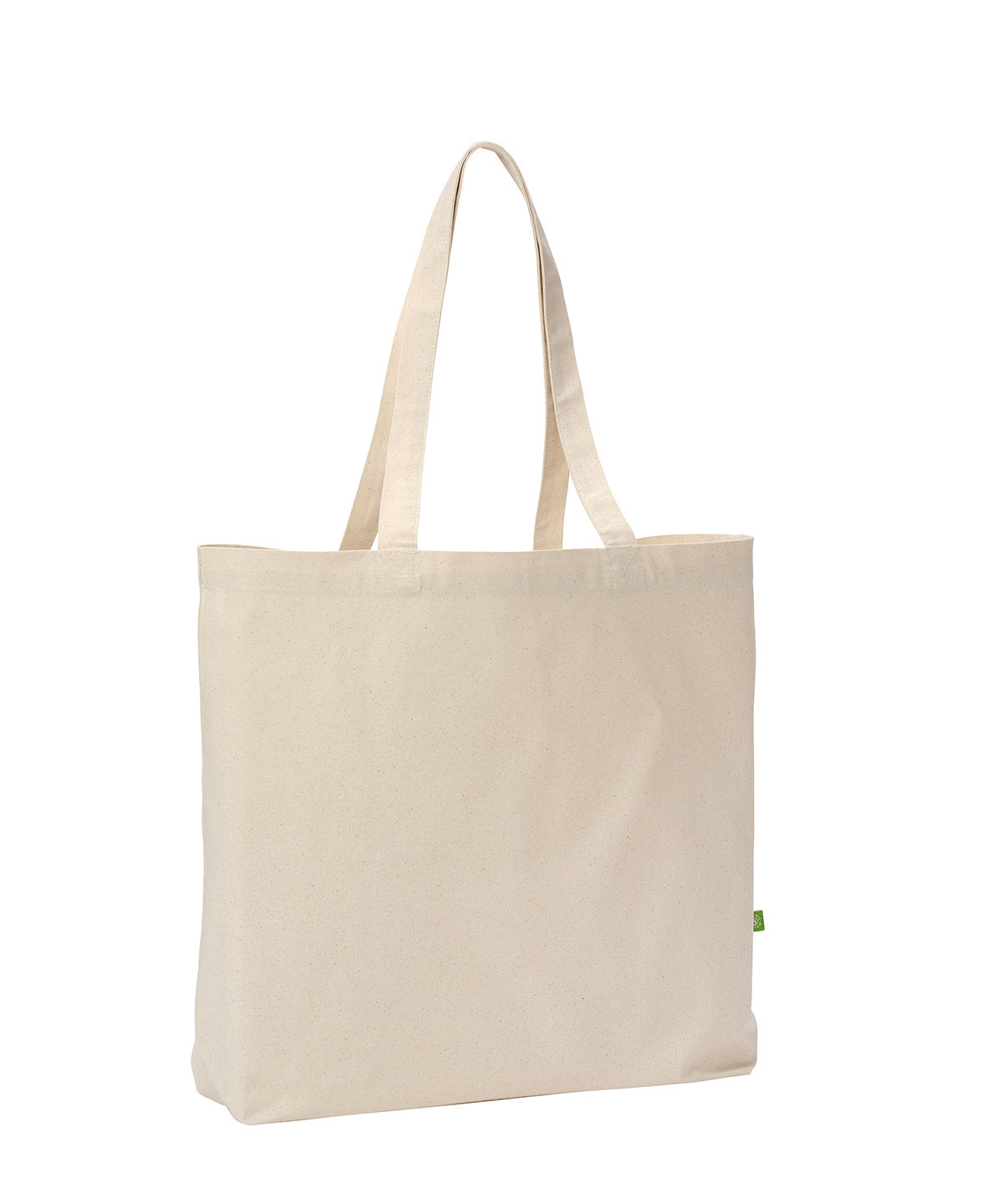 Nutshell Organic canvas ‘flat base’ landscape shopper in Natural, front view