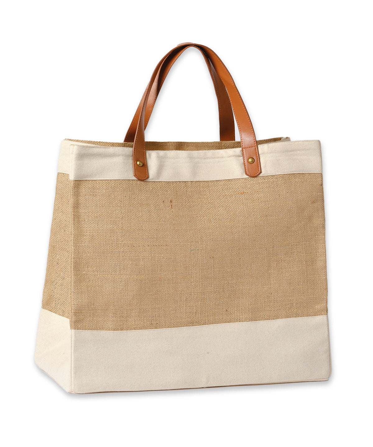 Nutshell Adley jute with faux leather tote in Natural/Tan, front view