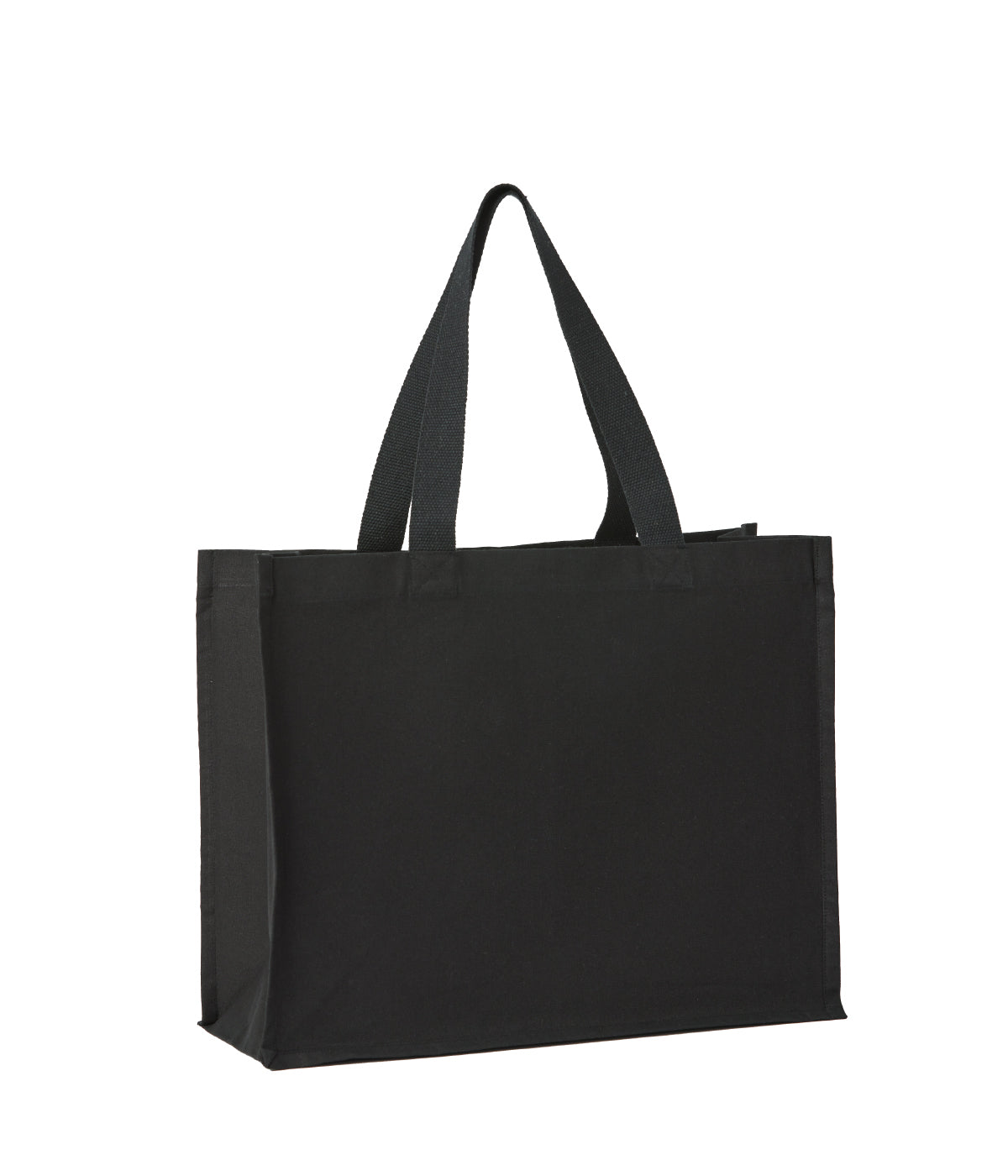 Nutshell Recycled premium canvas stand-up shopper in Black, front view