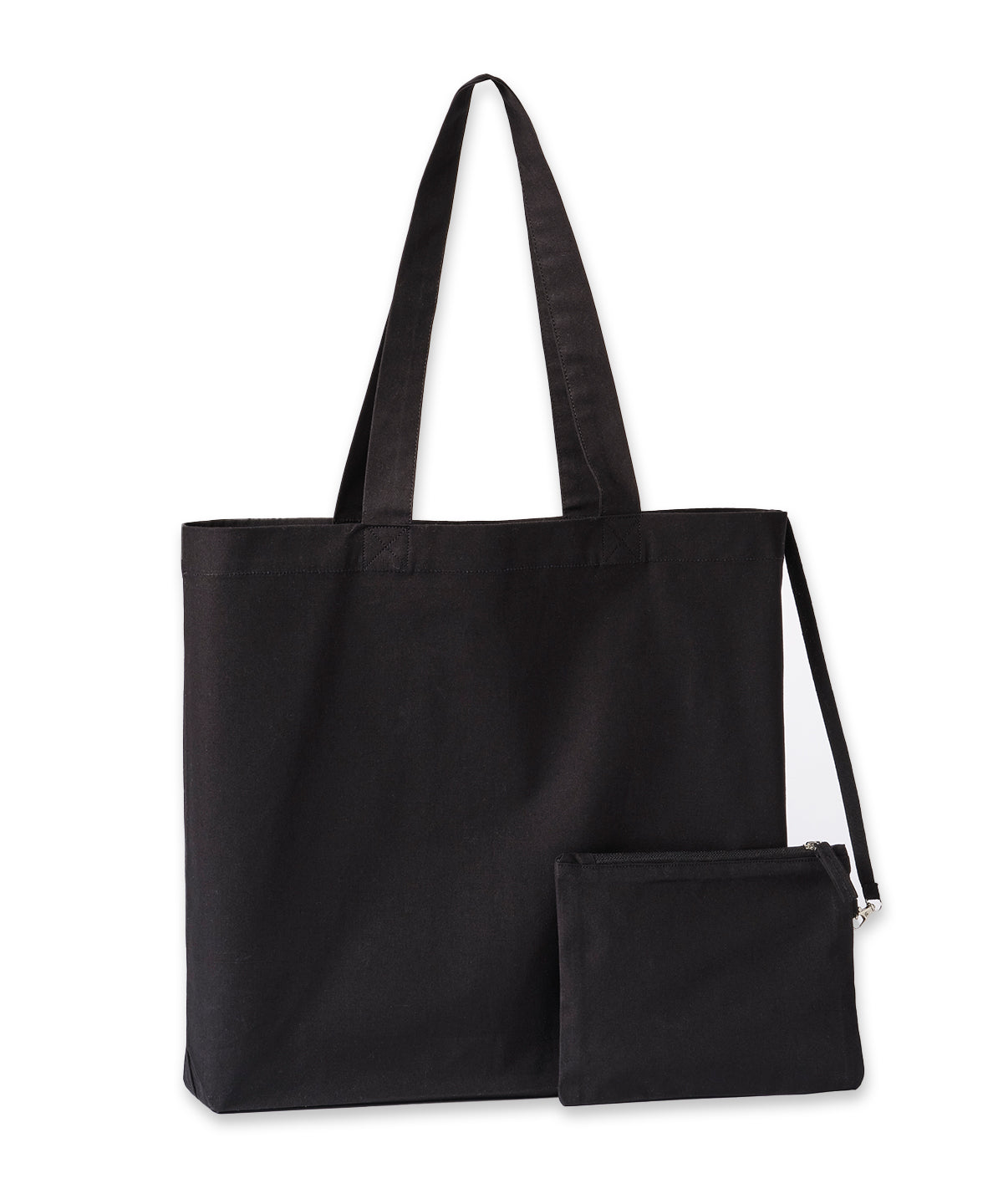 Nutshell Cruise recycled tote with detachable purse in Black, front view