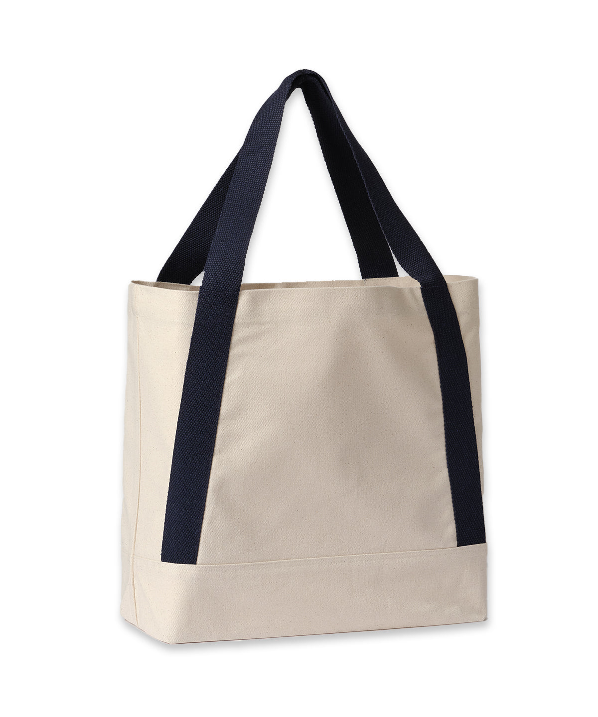 Nutshell Dakota recycled contrast strap tote in Natural/French Navy, front view