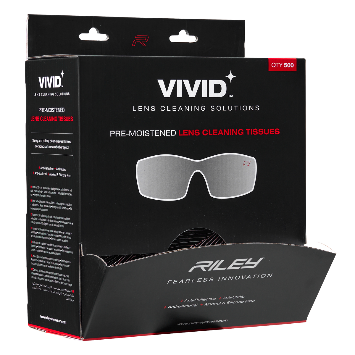 Riley Vivid 500 Moist Lens Wipes