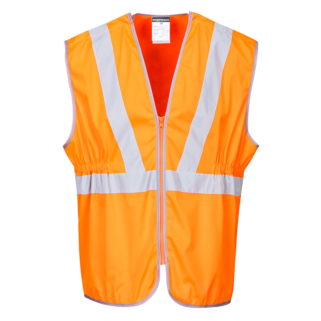 Portwest Hi-Vis Zip Long Length Vest in Orange, main product image