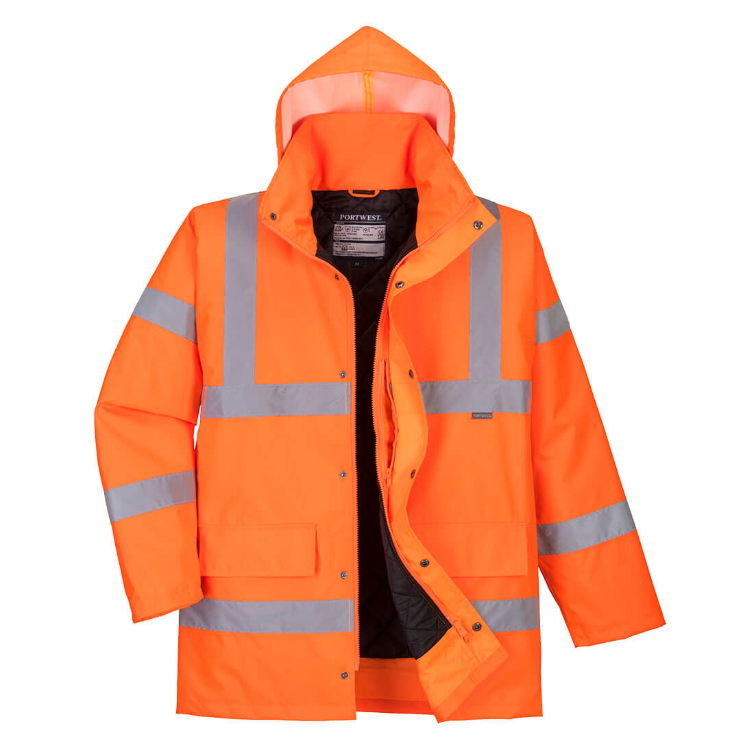 Portwest Hi-Vis Winter Traffic Jacket in Orange, main product image