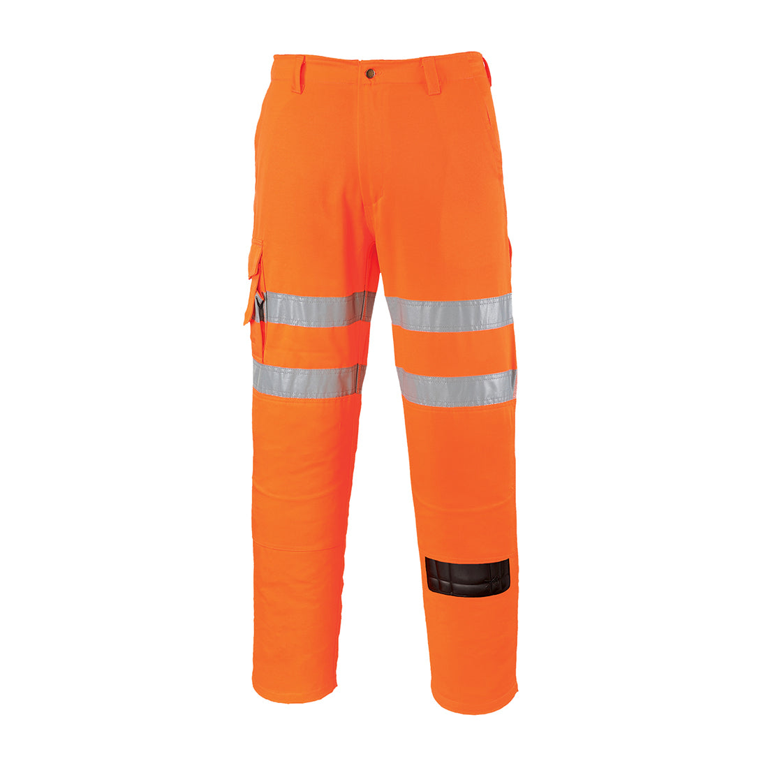 Portwest Hi-Vis Rail Work Trousers in Orange Tall, image 2