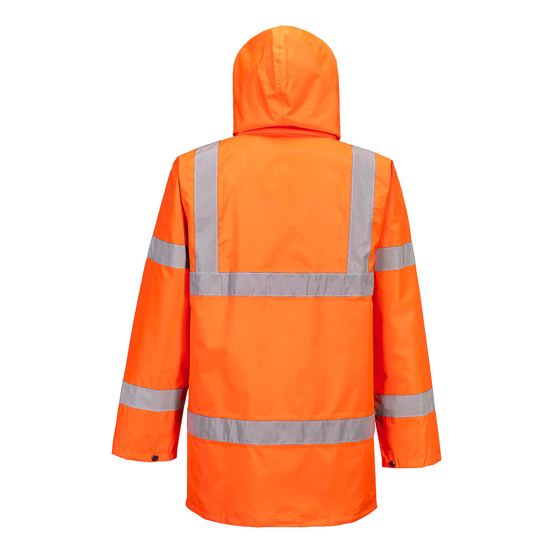 Portwest S160 Hi-Vis Rain Lite Traffic Jacket in Orange, back view