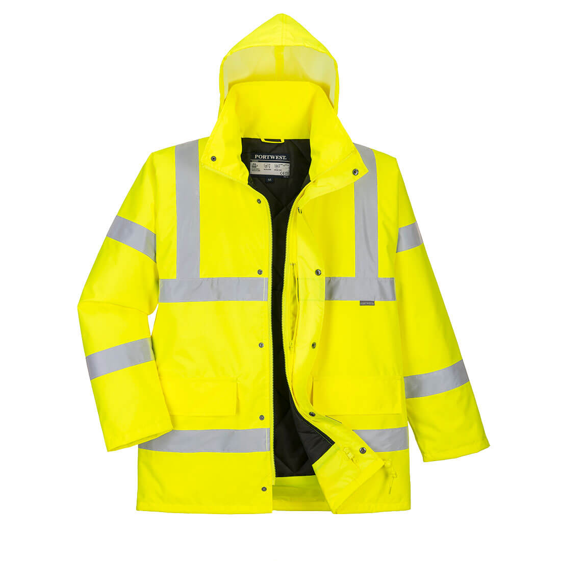 Portwest Hi-Vis Breathable Winter Traffic Jacket in Yellow, main product image