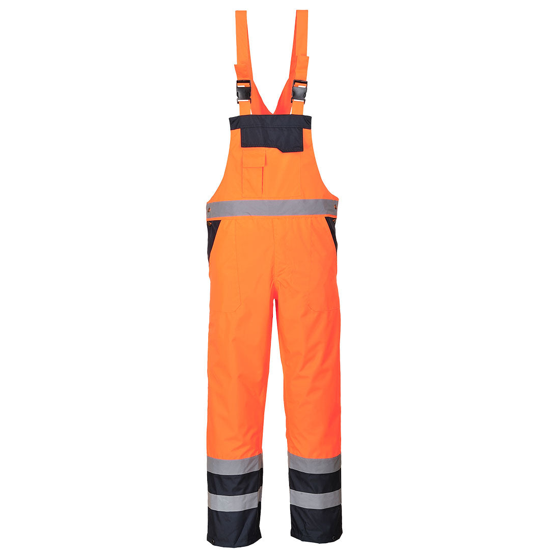 Portwest Hi-Vis Contrast Winter Bib and Brace in Orange, main product image