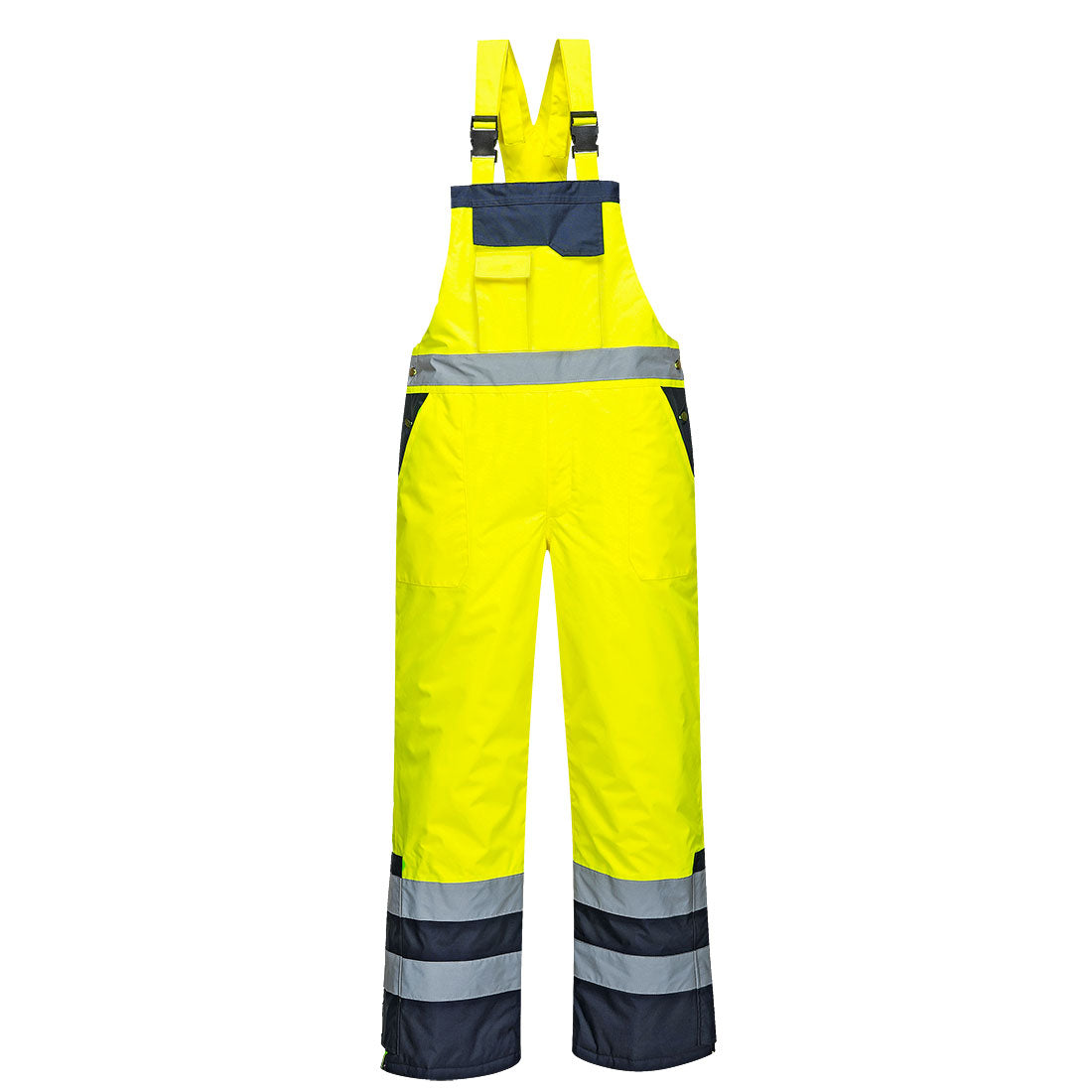 Portwest Hi-Vis Contrast Winter Bib and Brace in Yellow, image 2