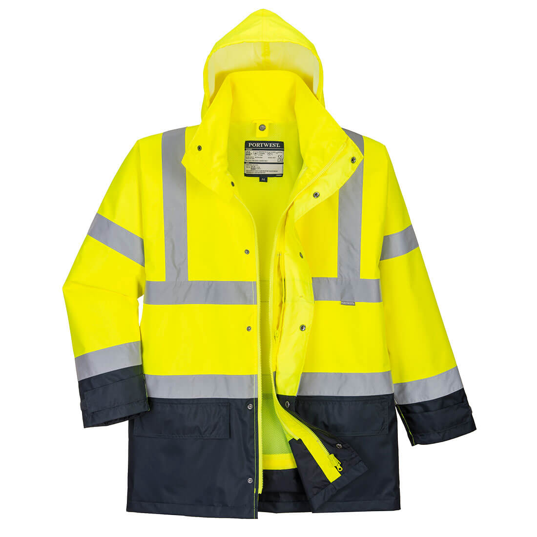 Portwest Hi-Vis 5-in-1 Contrast Executive Jacket in Yellow/Navy, image 4