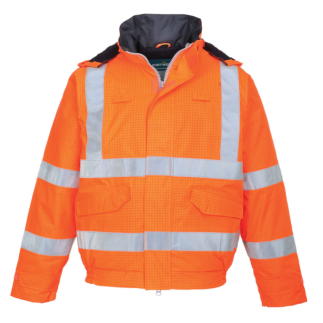 Portwest Bizflame Rain Hi-Vis FR Winter Bomber Jacket in Orange, image 2