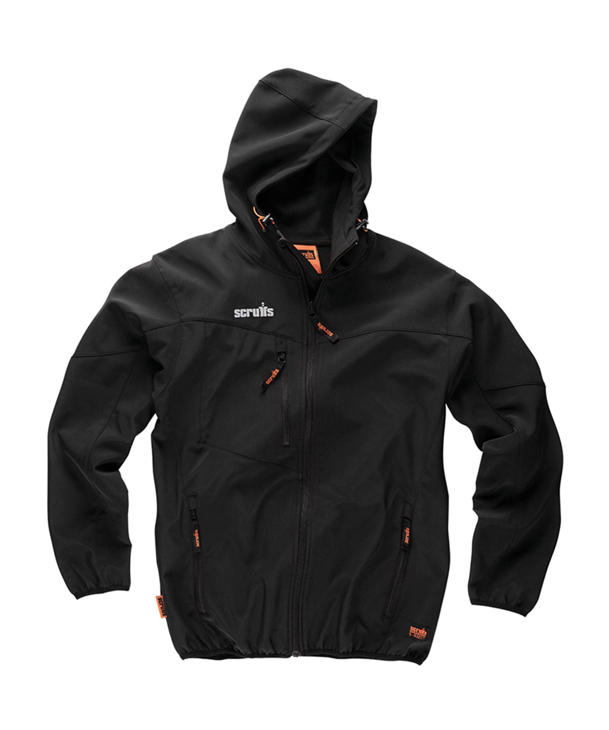 Scruffs Worker softshell jacket in Black, front view