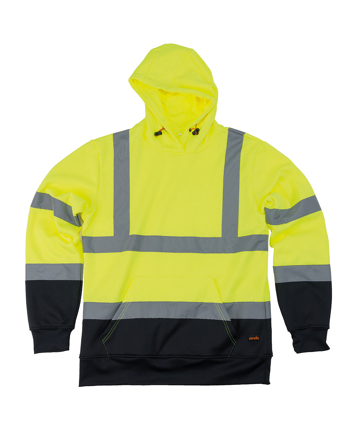 Scruffs High-visibility hoodie in Yellow/Navy, front view