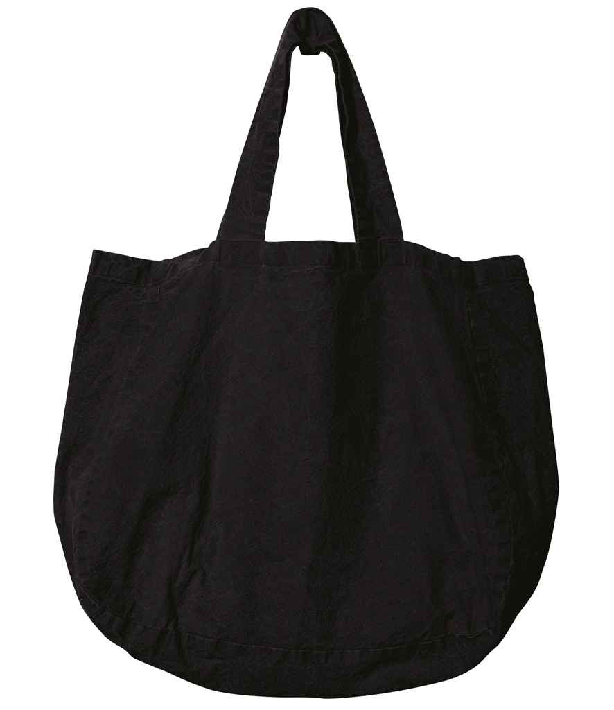 Spasso Linen Shopping Bag in Black, front view