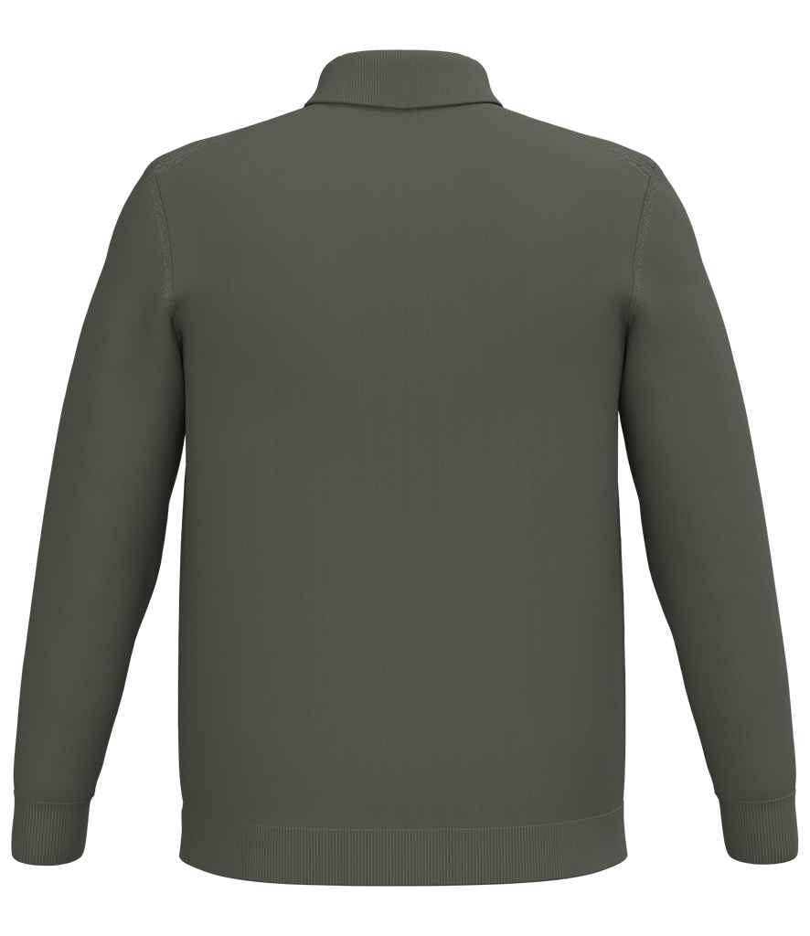 Spasso Knitted Long Sleeve Polo Shirt in Organic Khaki, back view