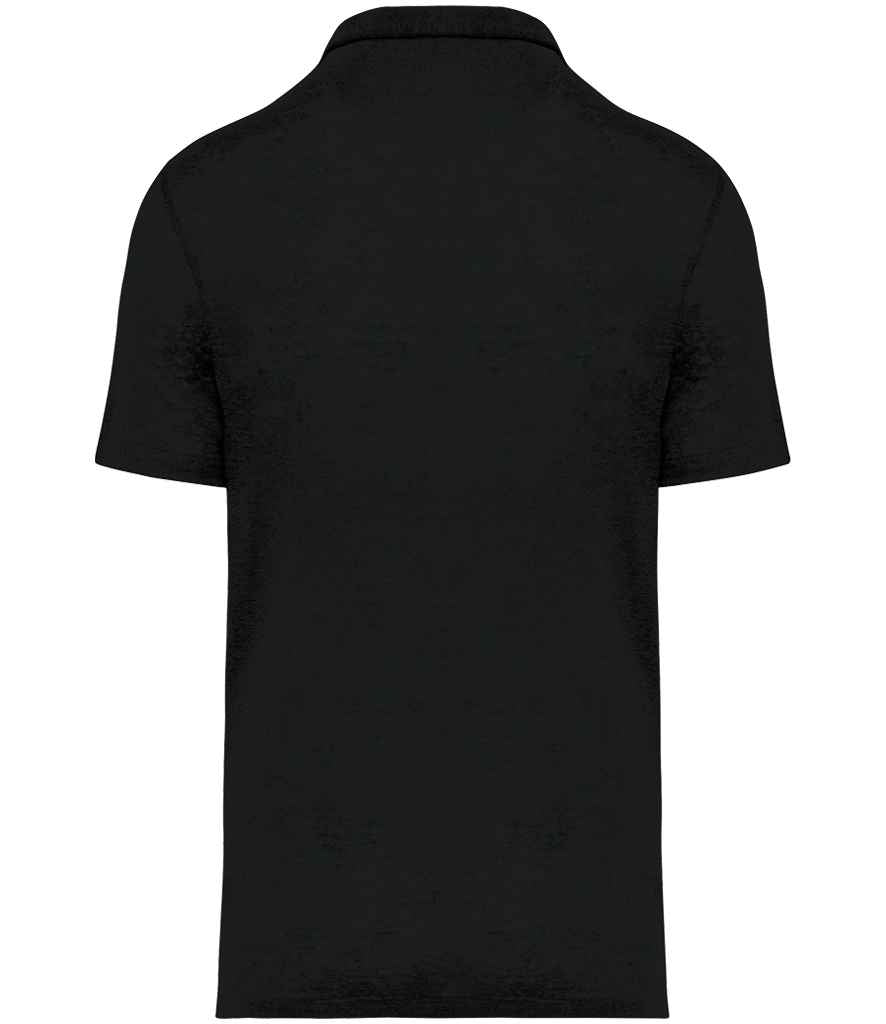 Spasso Linen Polo Shirt in Black, back view