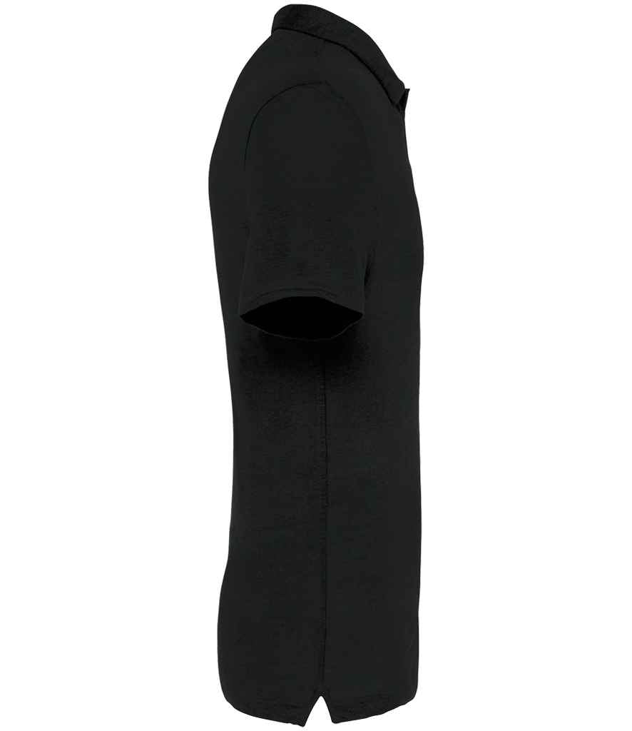 Spasso Linen Polo Shirt in Black, side view