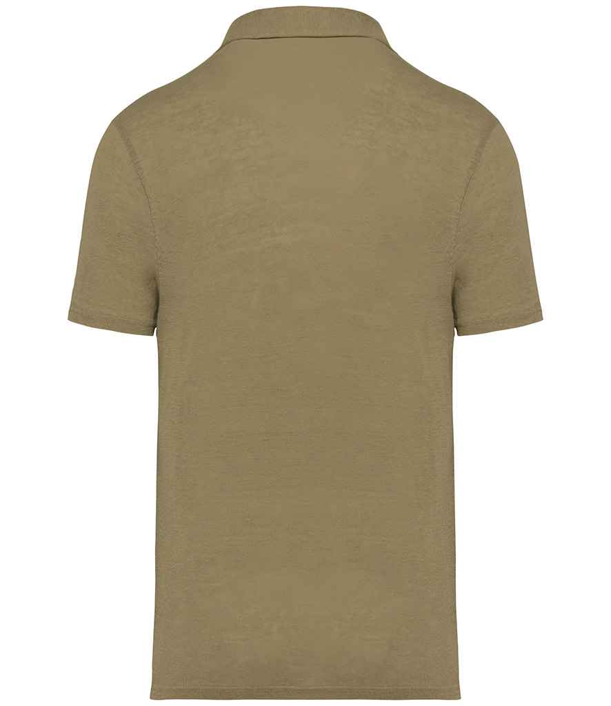 Spasso Linen Polo Shirt in Light Olive Green, back view