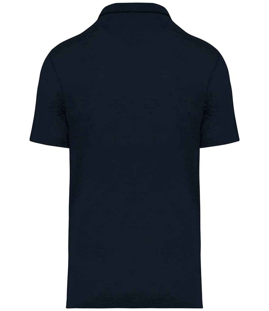 Spasso Linen Polo Shirt in Navy, back view