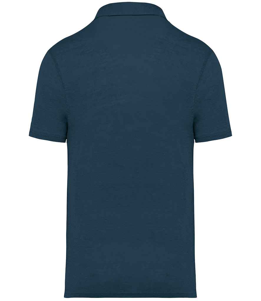 Spasso Linen Polo Shirt in Peacock Blue, back view