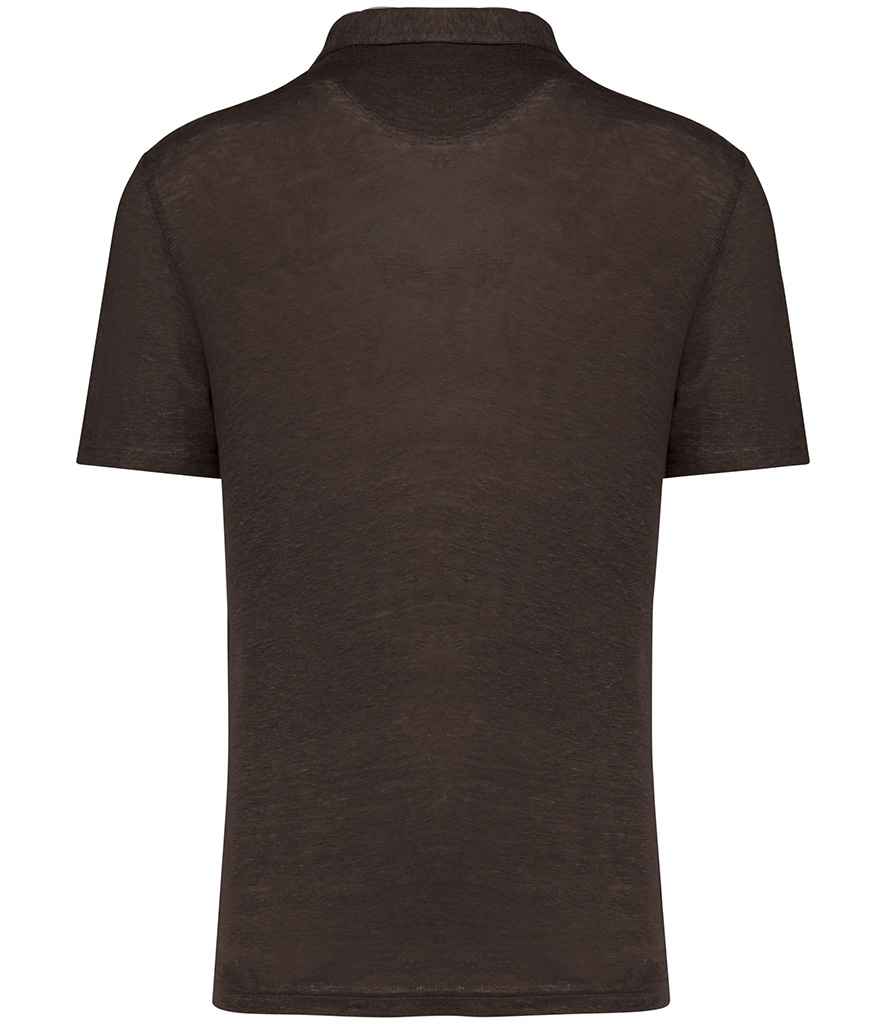 Spasso Linen Polo Shirt in Stone Grey, back view