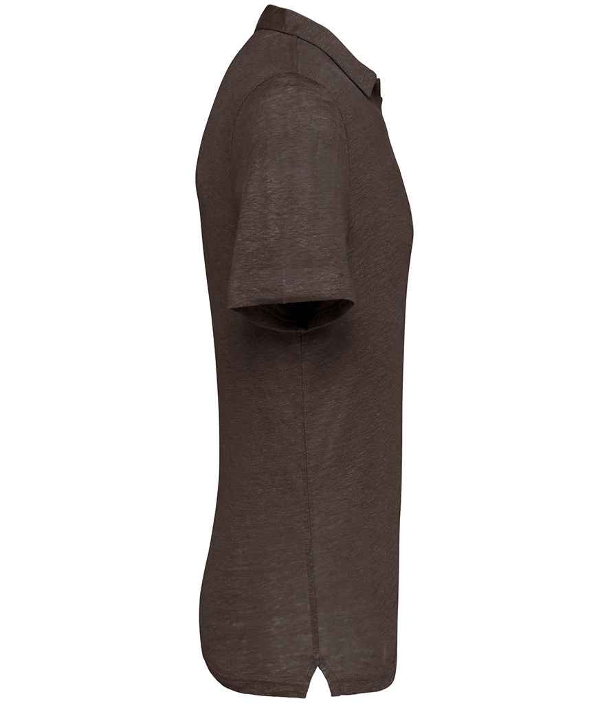 Spasso Linen Polo Shirt in Stone Grey, side view