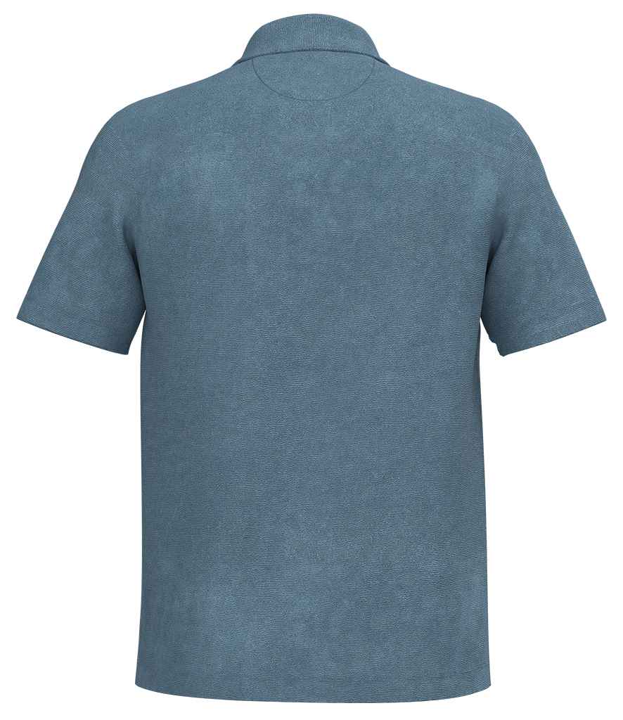 Spasso Terry Towel Polo Shirt in Cool Blue, back view