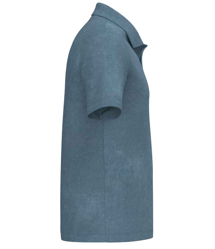 Spasso Terry Towel Polo Shirt in Cool Blue, side view