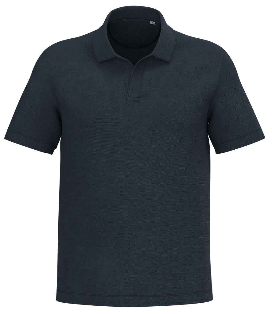 Spasso Terry Towel Polo Shirt in Navy, front view