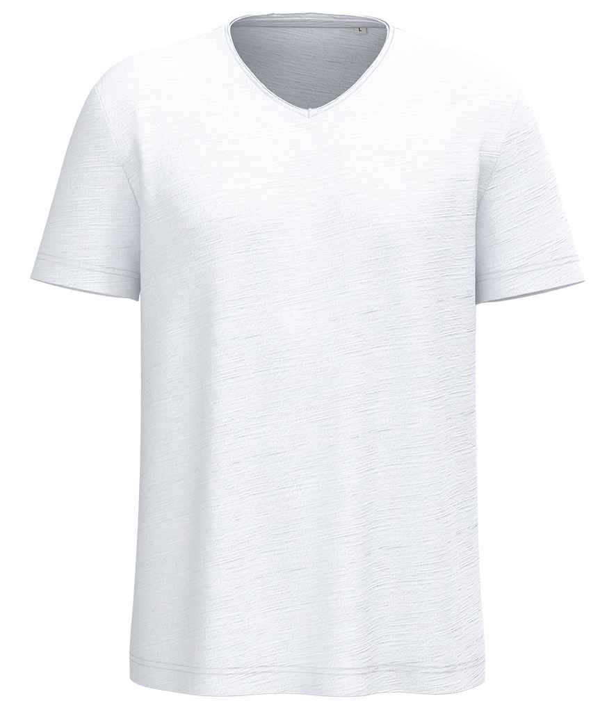 Spasso Drop Shoulder Raw Edge Collar Slub T-Shirt in White, front view