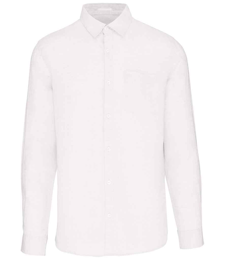 Spasso Long Sleeve Linen Shirt in White, front view