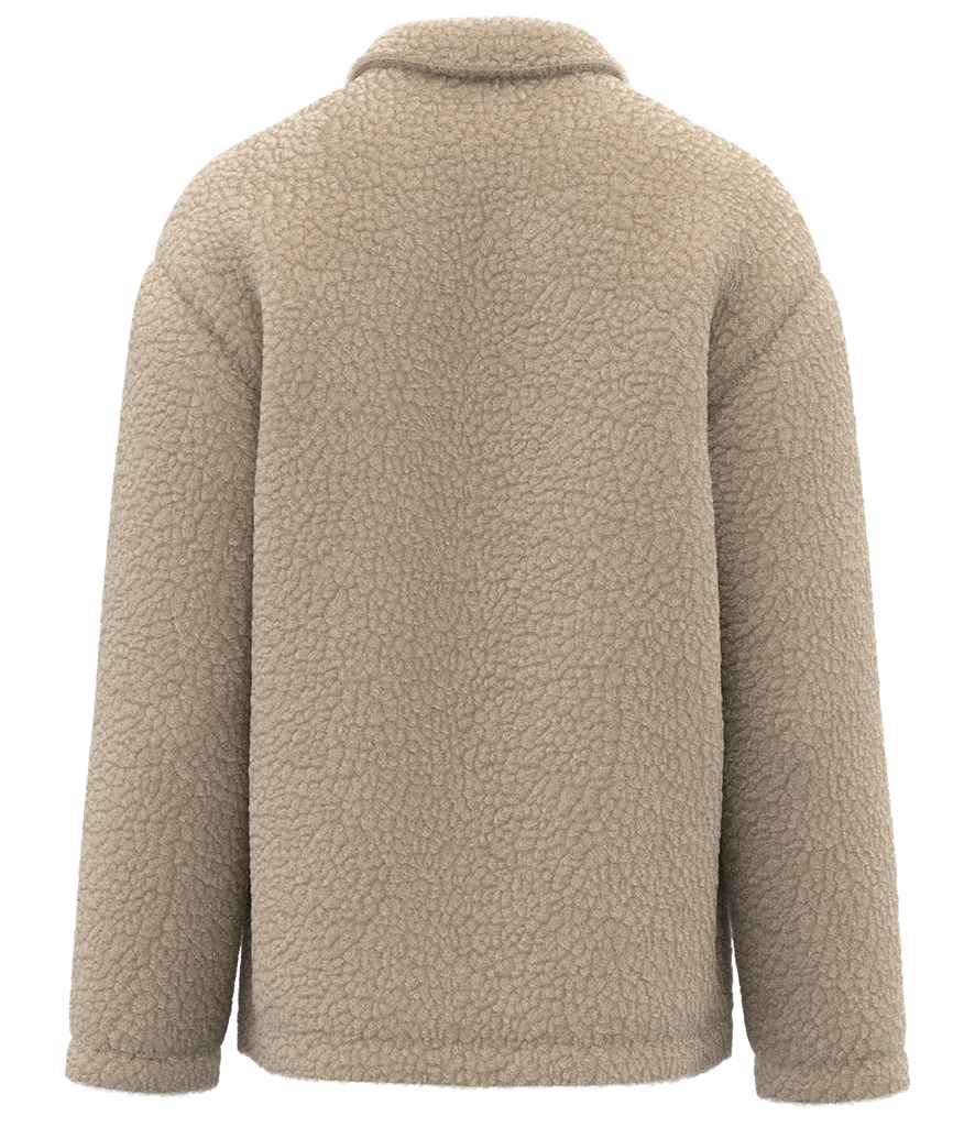 Spasso Unisex Sherpa Drop Shoulder Overshirt in Wet Sand, back view
