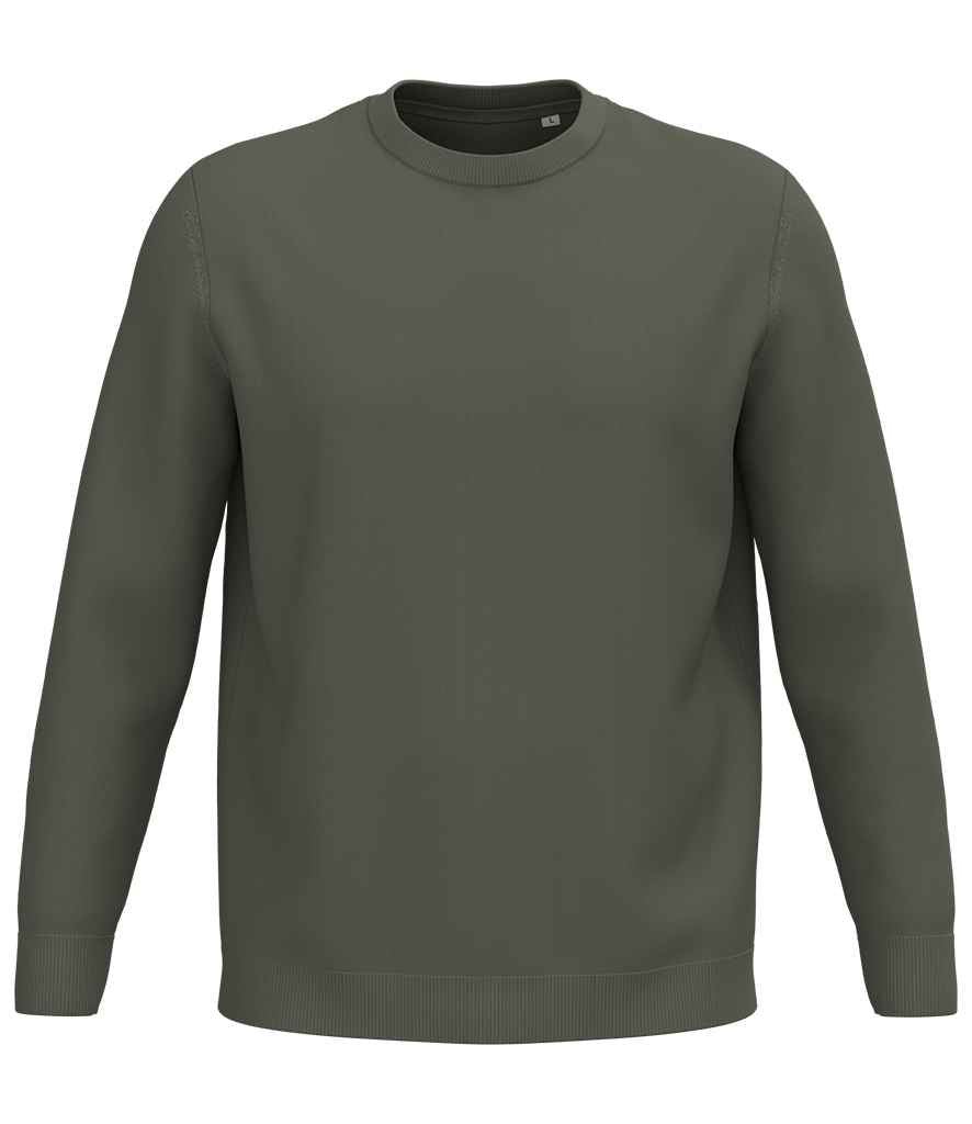 Spasso Round Neck Jumper in Organic Khaki, front view