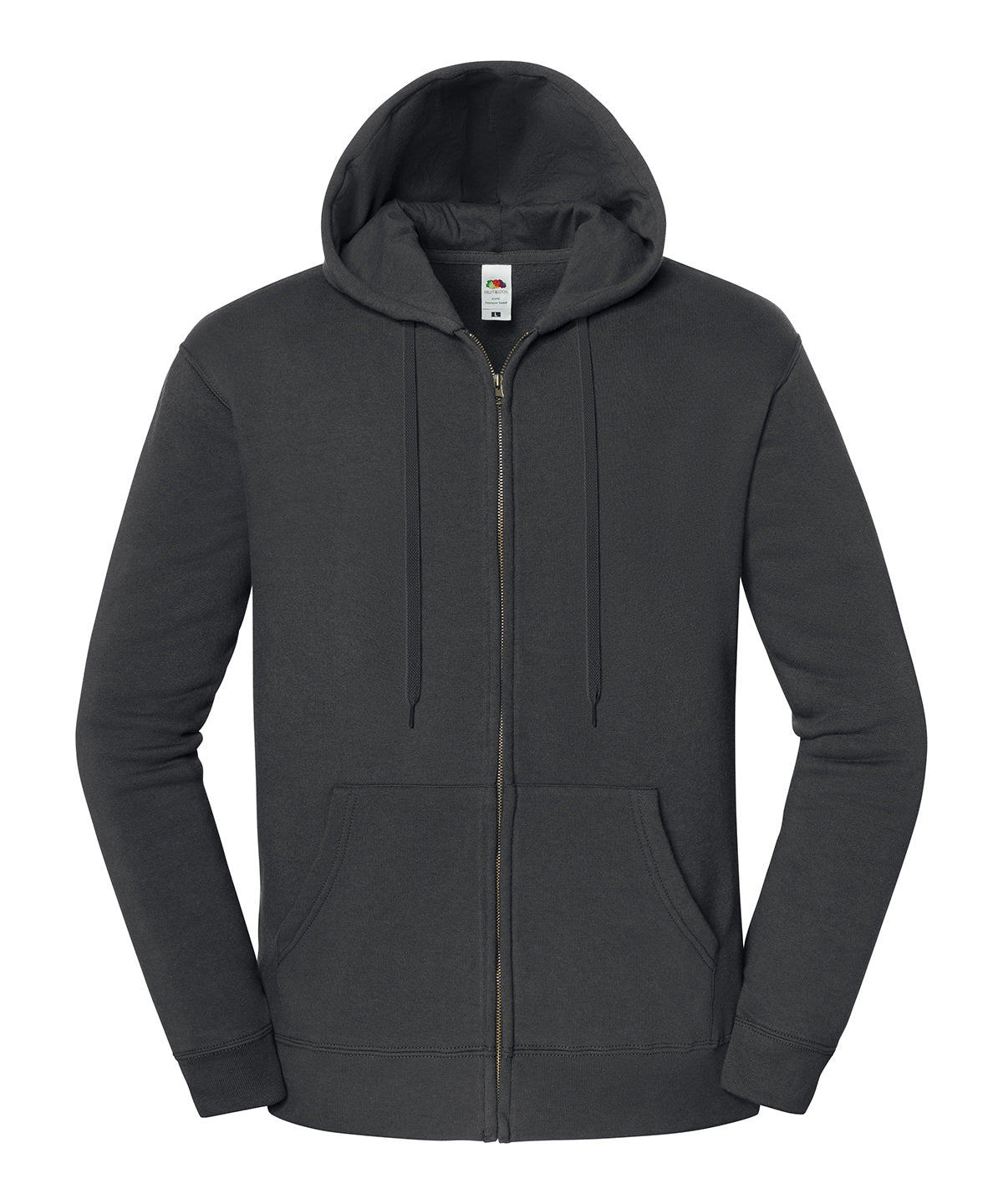 Fruit of the Loom Iconic premium hooded sweat jacket in Light Graphite, front view