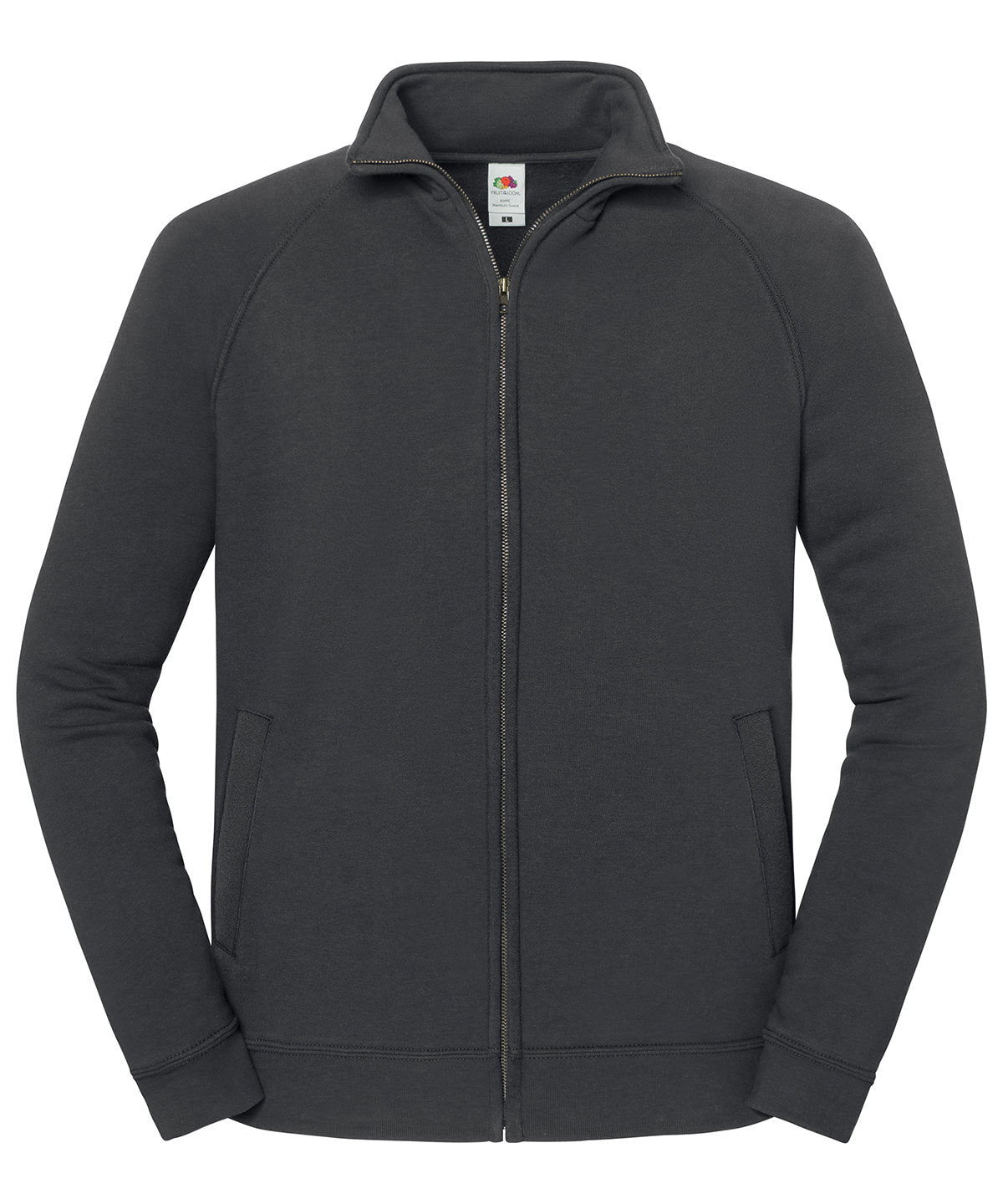 Fruit of the Loom Iconic premium sweat jacket in Light Graphite, front view