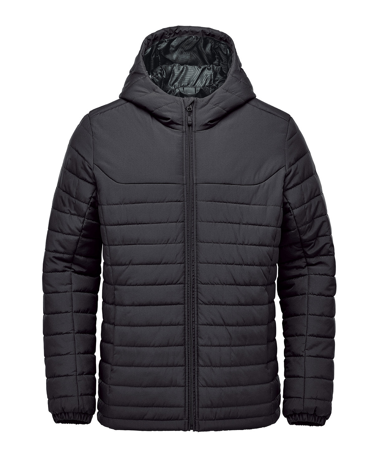 Stormtech Nautilus quilted hooded jacket in Black, front view