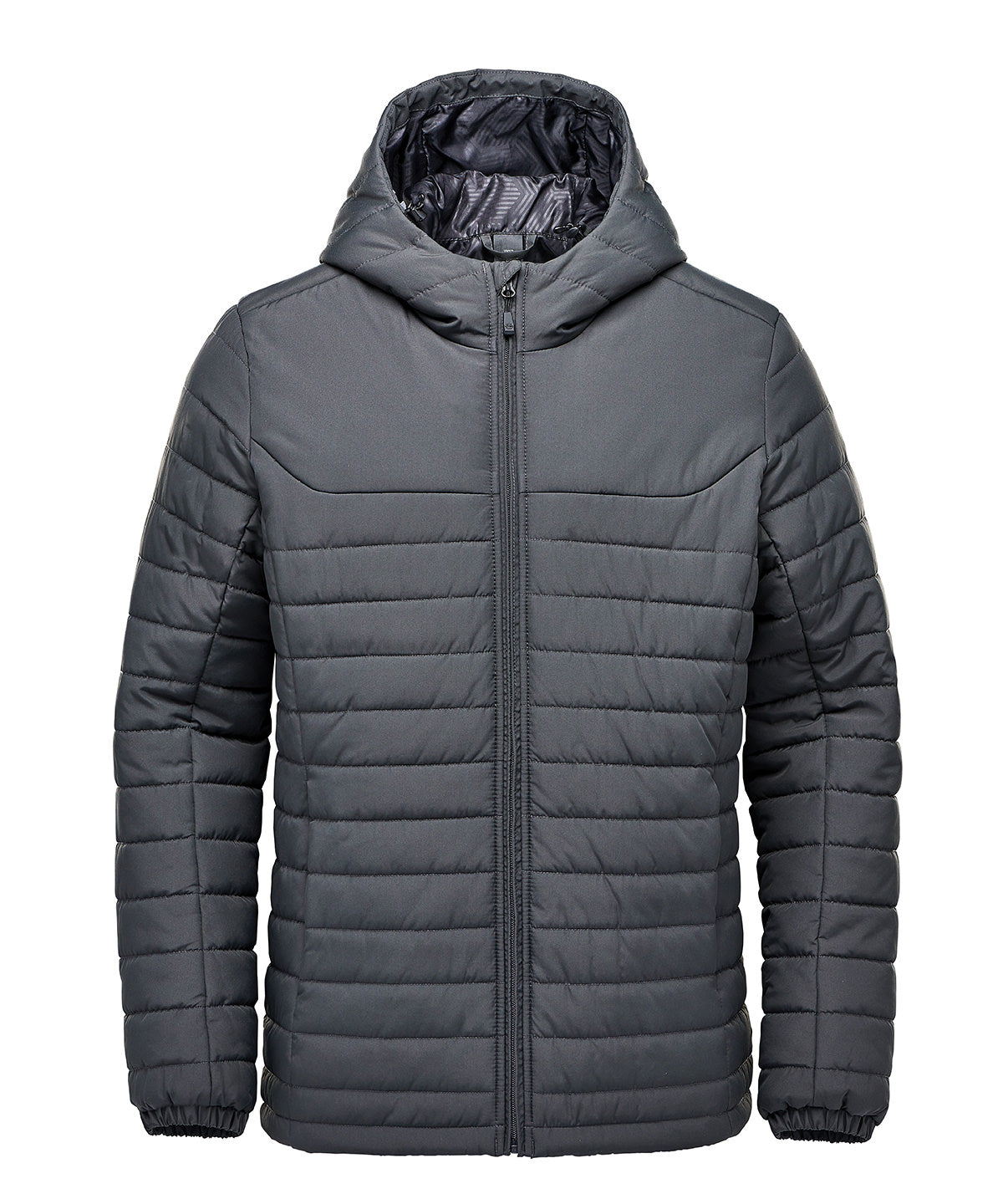 Stormtech Nautilus quilted hooded jacket in Dolphin, front view