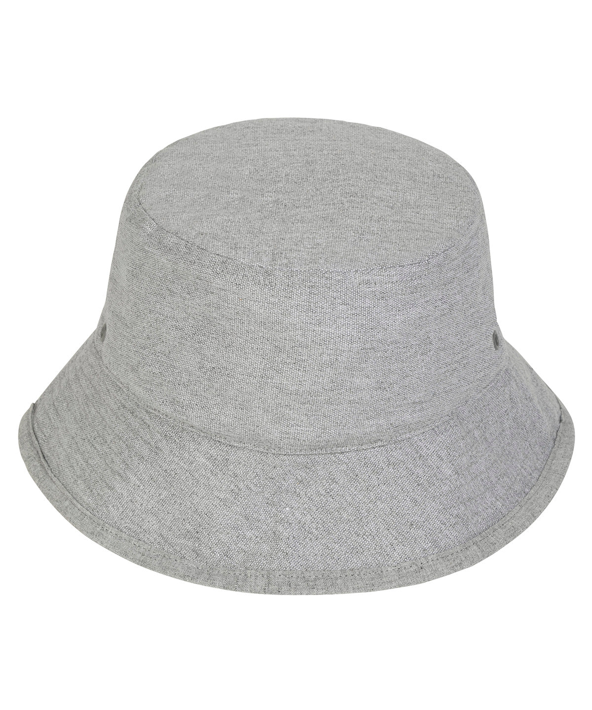 Stanley/Stella Bucket hat with metal eyelets in Heather Grey, front view