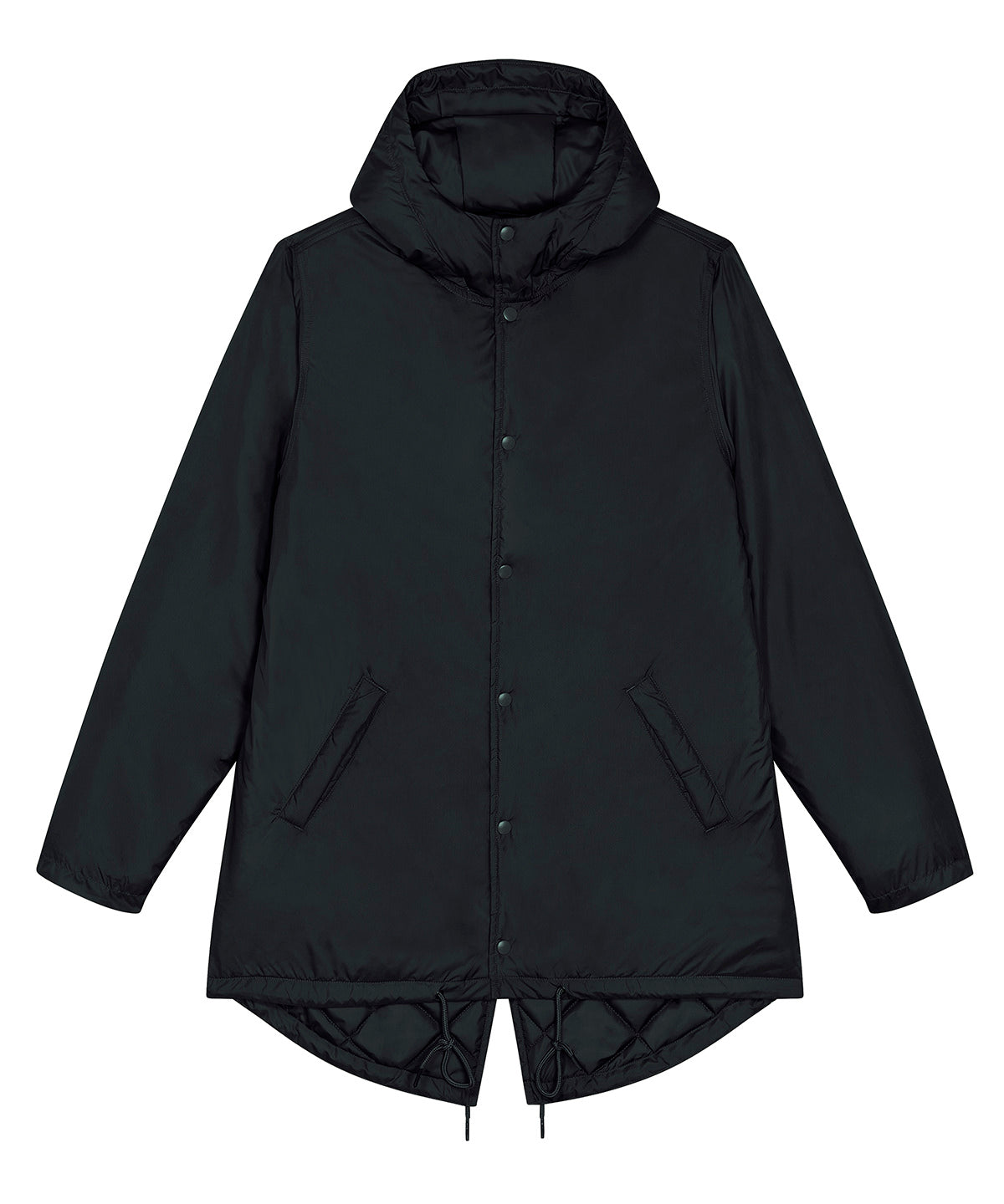 Stanley/Stella Unisex padded parka jacket in Black, front view