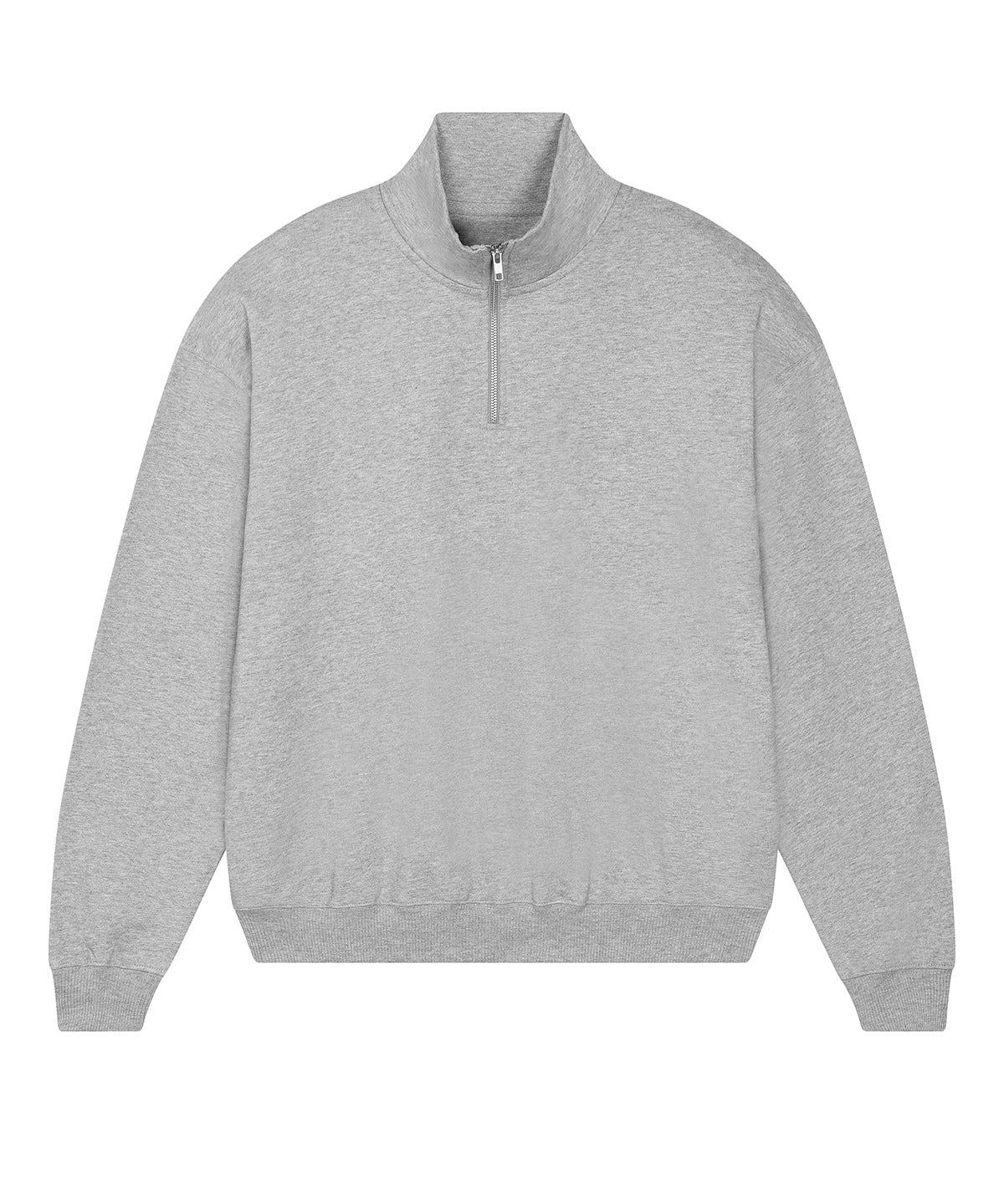Stanley/Stella Unisex Miller dry 1/4 zip sweatshirt in Heather Grey, front view