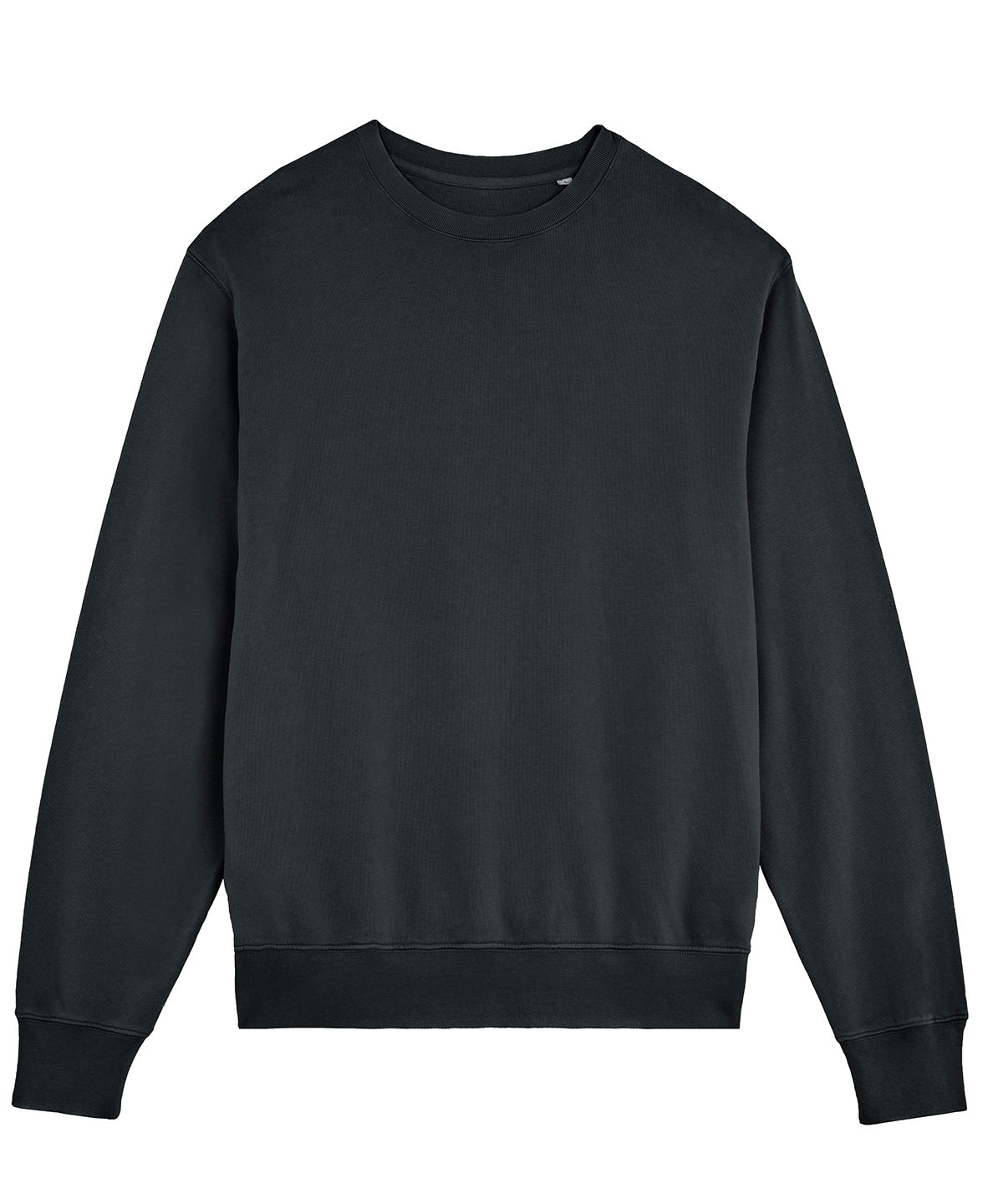 Stanley/Stella Unisex Matcher vintage sweatshirt in Garment Dyed Black Rock, front view